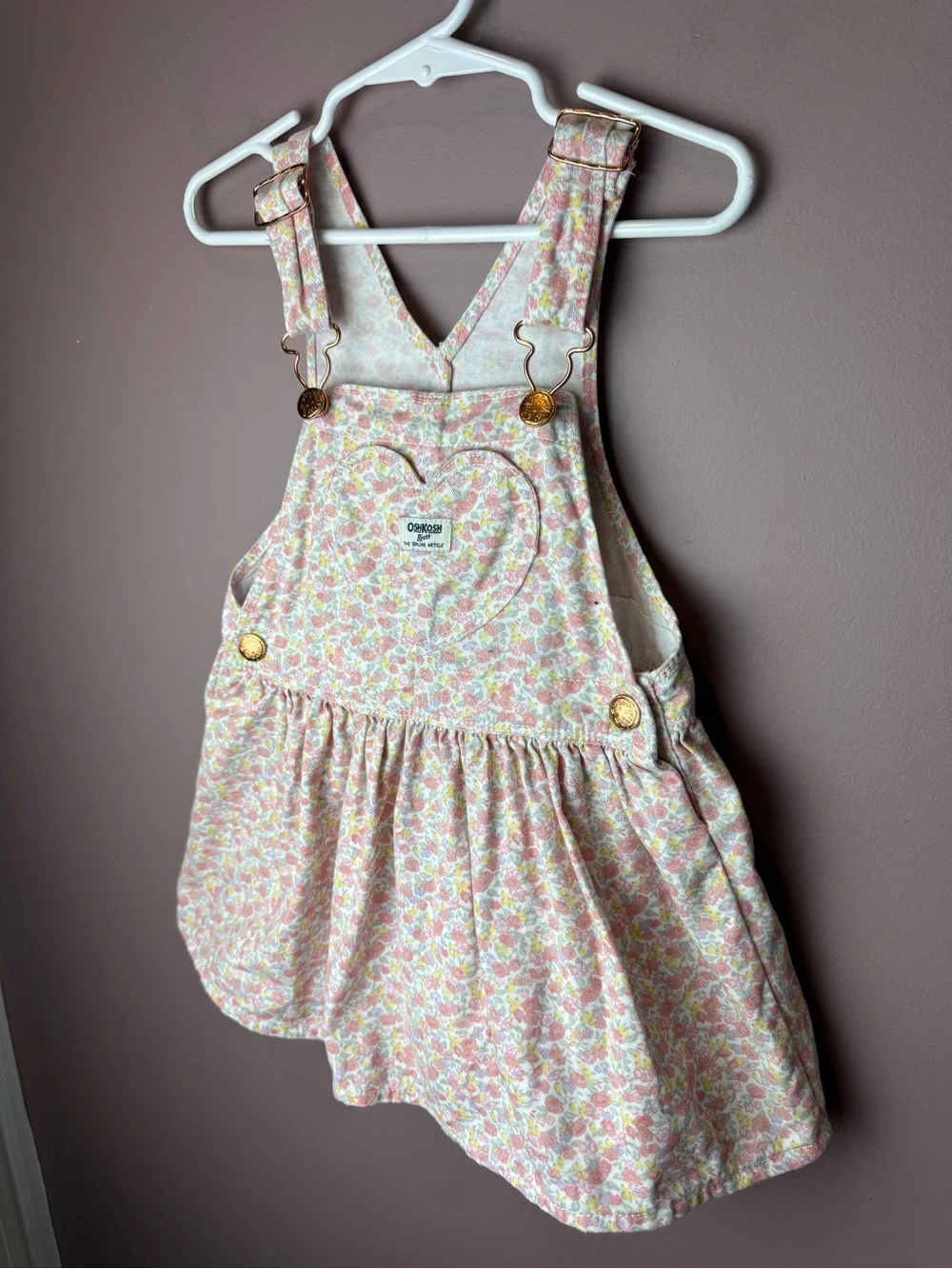 OshKosh B'gosh Pastel Pink Floral Overall Dress